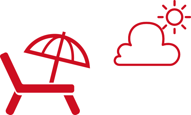 ビーチパラソルとビーチチェアのアイコン