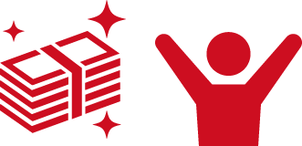 お祝い金と喜ぶ人のアイコン